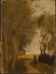 Straße am Waldrand, ca. 1860-65