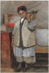 Die junge Seraphine in Corots Weste gekleidet