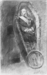 Kaiser Napoleon III. in seinem Sarg während des Trauergottesdienstes, gefeiert in der Kirche von Chislehurst, England, am 13. Januar 1873
