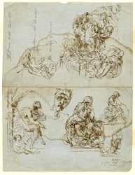 Unvollendeter Brief mit Studien für die Ugolino-Gruppe