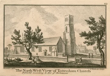 Die nordwestliche Ansicht der Tottenham Kirche, London