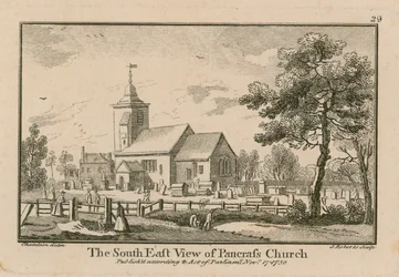 Die südöstliche Ansicht der St. Pancras Kirche, London
