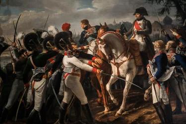 Bonaparte hält eine Ansprache an die bayerische und württembergische Armee in Abensberg