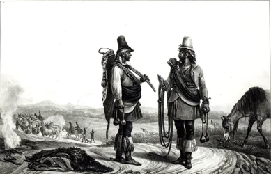 Charrúa-Indianer aus „Voyage Pittoresque et Historique au Brésil“, gestochen von C. Motte
