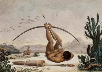 Einheimische Bogenschützen, Illustration aus den Reisen ins Innere Brasiliens, 1834