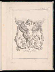 Design für eine Sphinx, pl. 2, Deuxieme Cahiers des arabesques dessinés par J. B. Huet... [Buch 2, Portfolios von Arabesken entworfen von J.B. Huet]