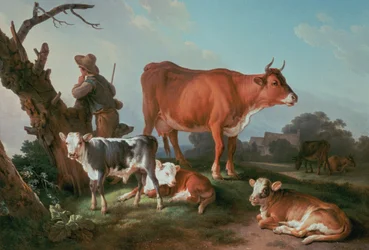 Pastorale Szene mit einem Kuhhirten