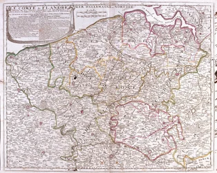 Karte der Grafschaft Flandern (heutiges West- und Ostflandern von Belgien)