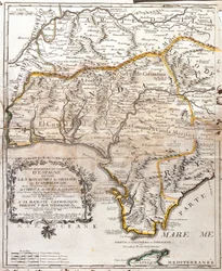 Karte der Königreiche Granada und Andalusien (Spanien)