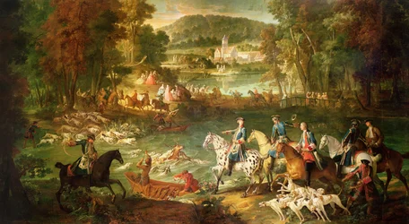 Jagd am Saint-Jean-Teich im Wald von Compiègne, vor 1734