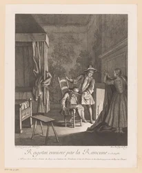 Ragotin betrunken auf einem Stuhl am Feuer (Scènes aus dem Roman Comique von Scarron)