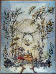 Chinoiserie: Dekorative Tafel mit einer chinesischen Szene