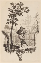 Figur unter einem Ast