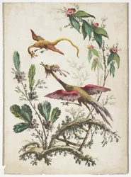 Ornament. Chinoiserie. Blumen und Vögel., 1770