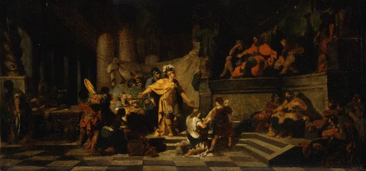 Aeneas überreicht König Latinus Geschenke und bittet ihn um die Hand seiner Tochter, 1778
