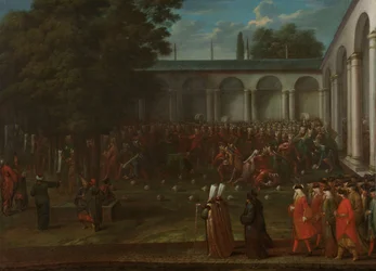 Cornelis Calkoen auf dem Weg zu seiner Audienz bei Sultan Ahmed III., ca. 1727-30