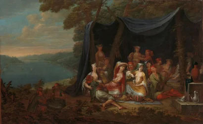 Fête champêtre mit türkischen Höflingen unter einem Zelt, ca. 1720-37