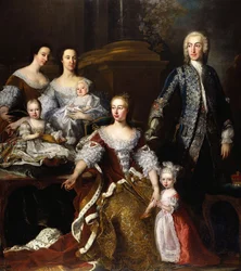 Augusta von Sachsen-Gotha, Prinzessin von Wales, mit Mitgliedern ihrer Familie und ihres Haushalts, 1739