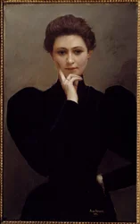 Meditation. Eine nachdenkliche junge Frau in Belle-Époque-Mode. Gemälde von Jean Béraud