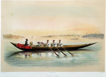 Osmanisches Reich „Ein Boot in Konstantinopel“ Aquarell von Jean Brindesi (1826-1888)