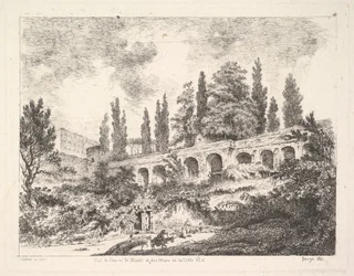 Ansicht des Eingangs zu Tivoli und der Mauern der Villa d