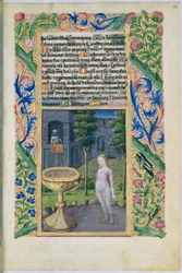 David beobachtet Bathseba beim Baden, aus dem Stundenbuch von Louis d
