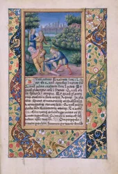 Ms Lat. Q.v.I.126 fol.17 Die Trunkenheit Noahs, aus dem Stundenbuch von Louis d