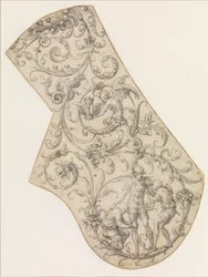 Entwurf für die rechte Schulterplatte einer Parade-Rüstung, ca. 1555