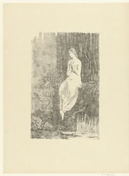 Halbnackte Frau am Wasser sitzend (Melancholie, L
