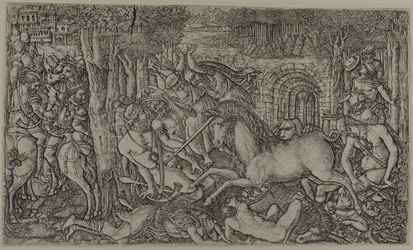 Ein König von einem Einhorn verfolgt