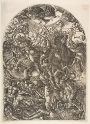 Johannes sieht die vier Reiter, aus der Apokalypse