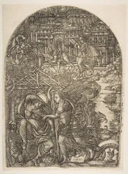 Der Engel zeigt dem Heiligen Johannes das neue Jerusalem, aus der Apokalypse