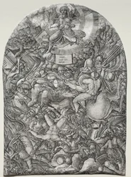 Die Apokalypse: Der Engel in der Sonne ruft die Raubvögel, 1500er