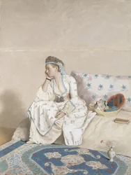 Marie Fargues, die Frau des Malers, in türkischem Kostüm