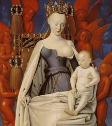 Die thronende Madonna mit dem Christuskind (Diptychon von Melun, rechter Flügel)