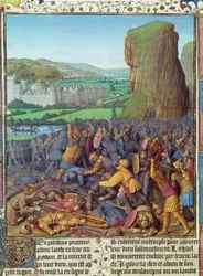 Ms Fr 247 fol.110 Sieg der Israeliten über die Philister, Illustration aus 