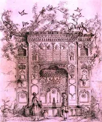 Zierbrunnen in der Nähe des Galata-Turms in Konstantinopel, aus 