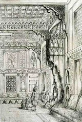 Islamischer und maurischer Entwurf für einen Türteppich, aus „Kunst und Industrie“, veröffentlicht von Delatre, Paris