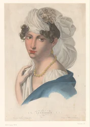 Frau mit goldenem Ohrring, Kette und weißem Schleier
