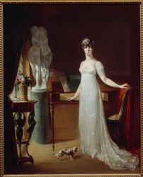 Ganzkörperporträt von Pauline Bonaparte (1780-1825) posierend mit Eros und Psyche