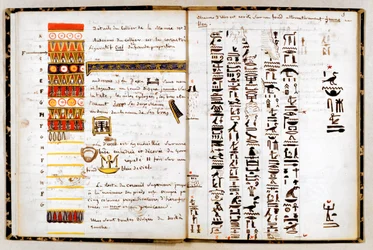 Hieroglyphen im Notizbuch von Jean-François Champollion, ca. 1806-1832