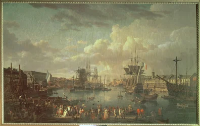 Blick auf den Hafen von Brest