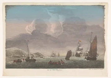 Ansicht der Küste Englands mit Schiffen und Booten auf dem Wasser