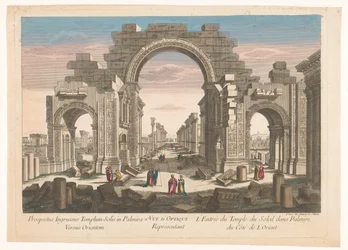Ansicht der Ruine des Bogens der Kolonnade in Palmyra, von der Ostseite gesehen