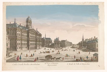 Ansicht des Rathauses und des Damms in Amsterdam