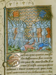 Schlacht zwischen den Franzosen und den Engländern an der Küste der Bretagne