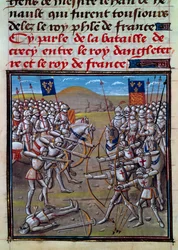 Schlacht von Crécy, Miniatur aus Froissarts Chroniken von Jean Froissart