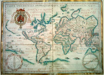 Universale hydrographische Karte. Manuskript von Jean Guerard, französischer Geograph. 1734. Paris, B.N.