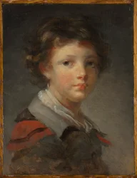 Ein Junge in einem rot gefütterten Umhang, 1780er Jahre