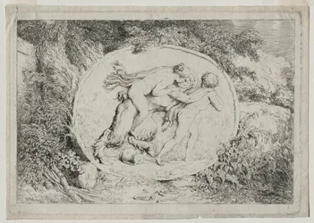 Bacchanales: Nymphe reitet auf einem Satyr